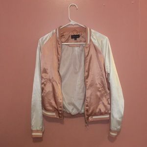 Rose gold and white bomber Jacket